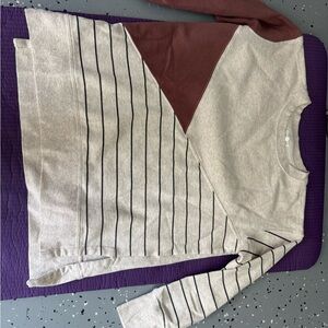 Striped Gray and Maroon Sweater